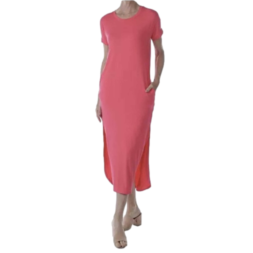 NEW LNBF Pink Bamboo Stretch Maxi Dress Size Small